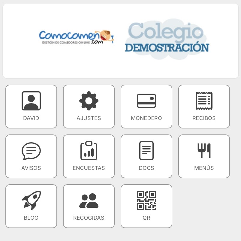Aplicación ComoComen para gestión de comedores escolares